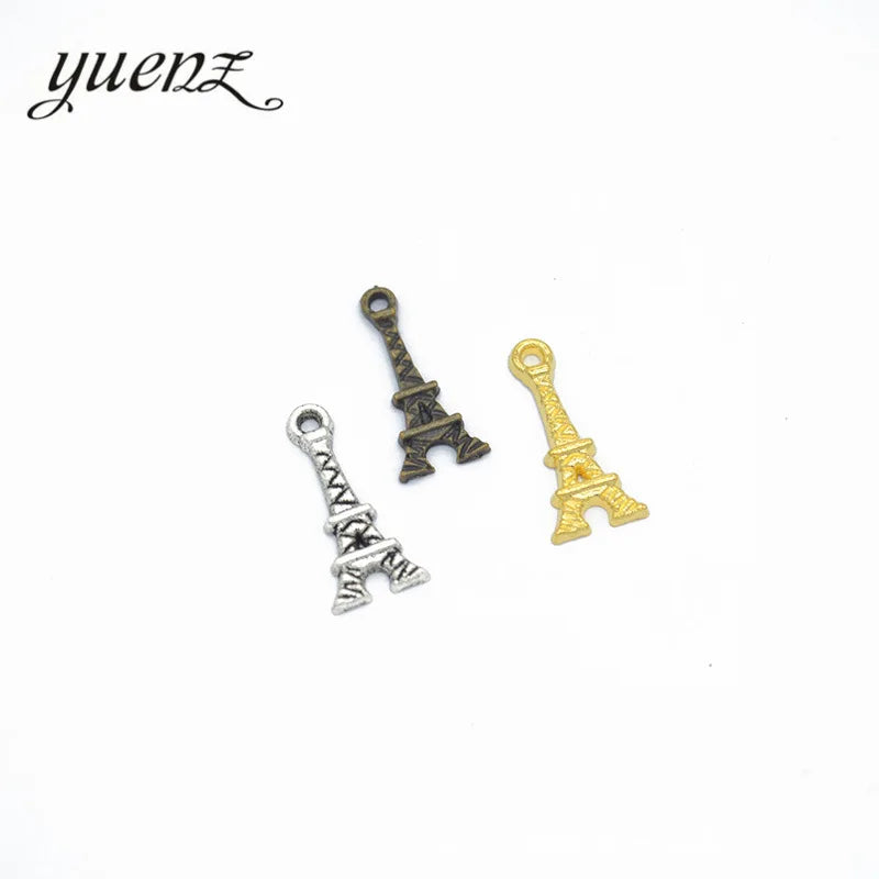 YuenZ 100/bag Antique Silver Color Gold Color Small Eiffel Tower Charm for Jewelry Making Bracelet Necklace Handmade 17*8mm E5