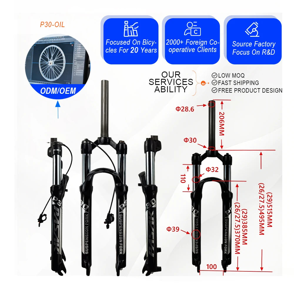 PASAK magnesium alloy MTB bike fork suspension oil 26/27.5/29er inch mountain bike 32 RL100mm fork for bike accessories