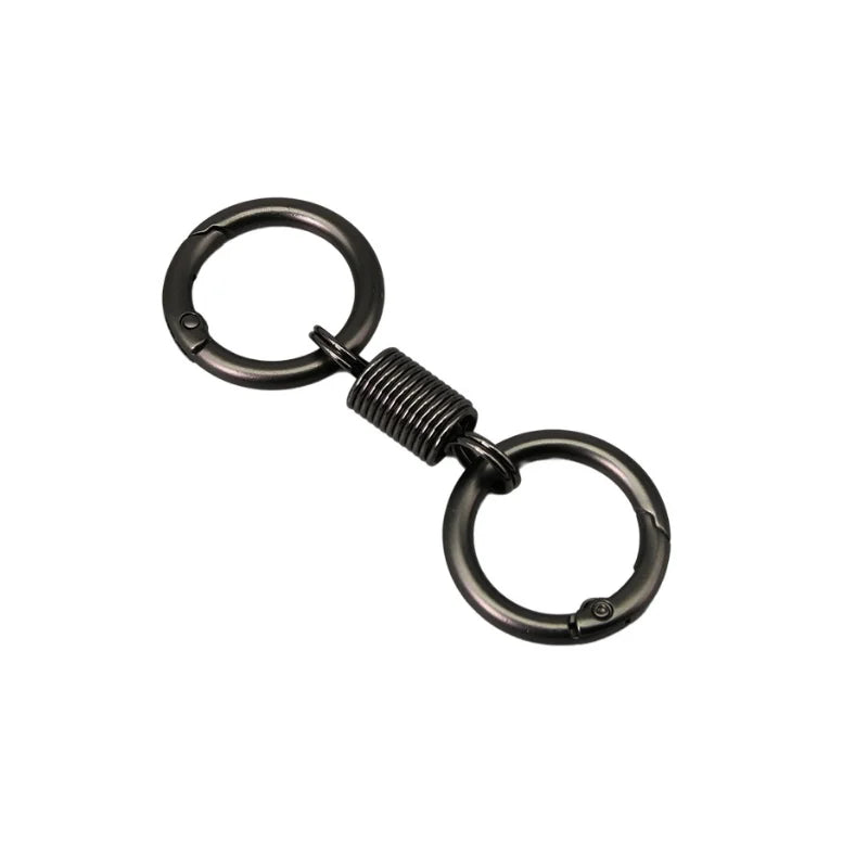 Hot Selling Fashion Lightweight Zinc Alloy Car Keychain with Two Round Hooks and Metal Springs