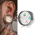 Evorte Fashion Stainless Steel Gauges Plugs Earrings Double Flared Ear Tunnel Expander Plug Stunning Colored Wedding Engagement