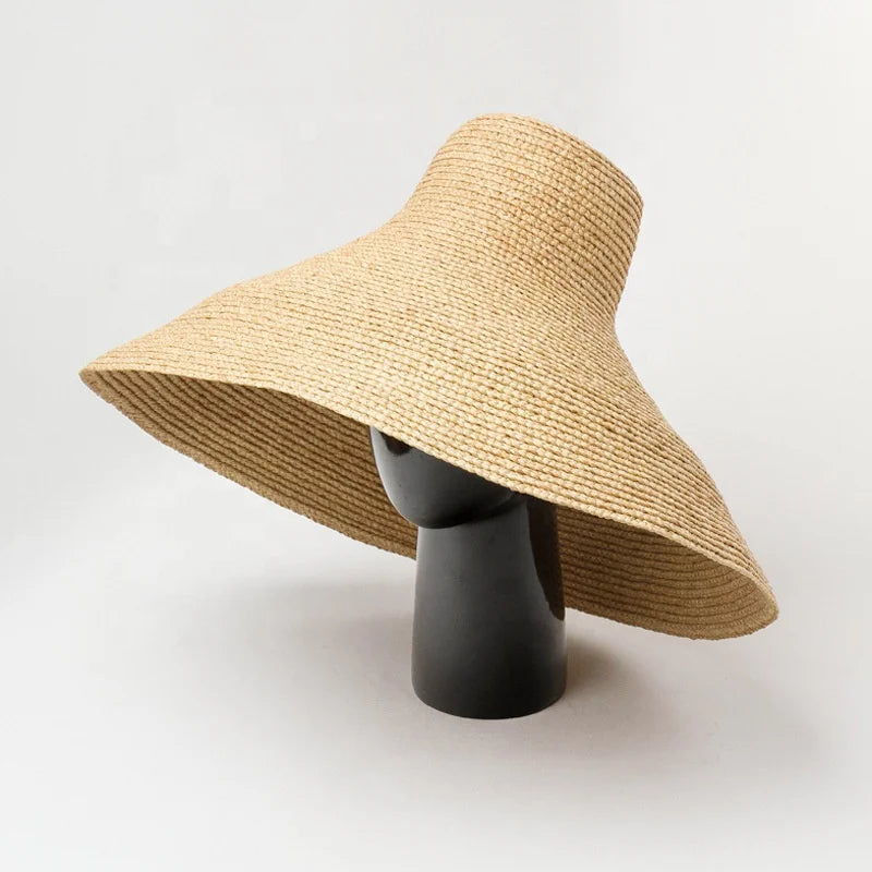 Wholesale Summer New Oversized Large Big Brim Women Young Ladies Natural Raffia Straw Beach Sun Hat