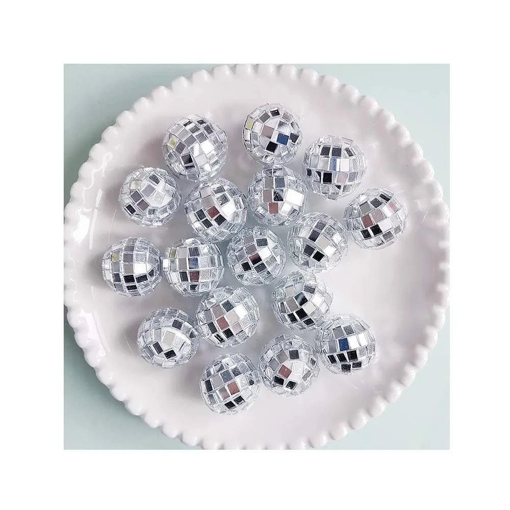 Wholesale 100Pcs/Lot 21MM Large Size Acrylic Faceted Ball Beads Gold Silver Color Loose Beads for Jewelry Making Findings