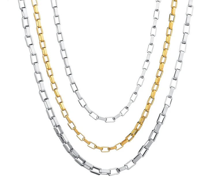 Wholesale Stainless Steel Wild Long Box Chain Rectangular Lattice Chain Jewelry Accessories