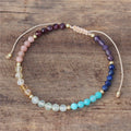 Fashion Minimalist Natural Stone 7 Chakra 4mm Beads Dainty Bracelet Slide Adjustable Turquoise Jewelry Wholesale Dropshipping