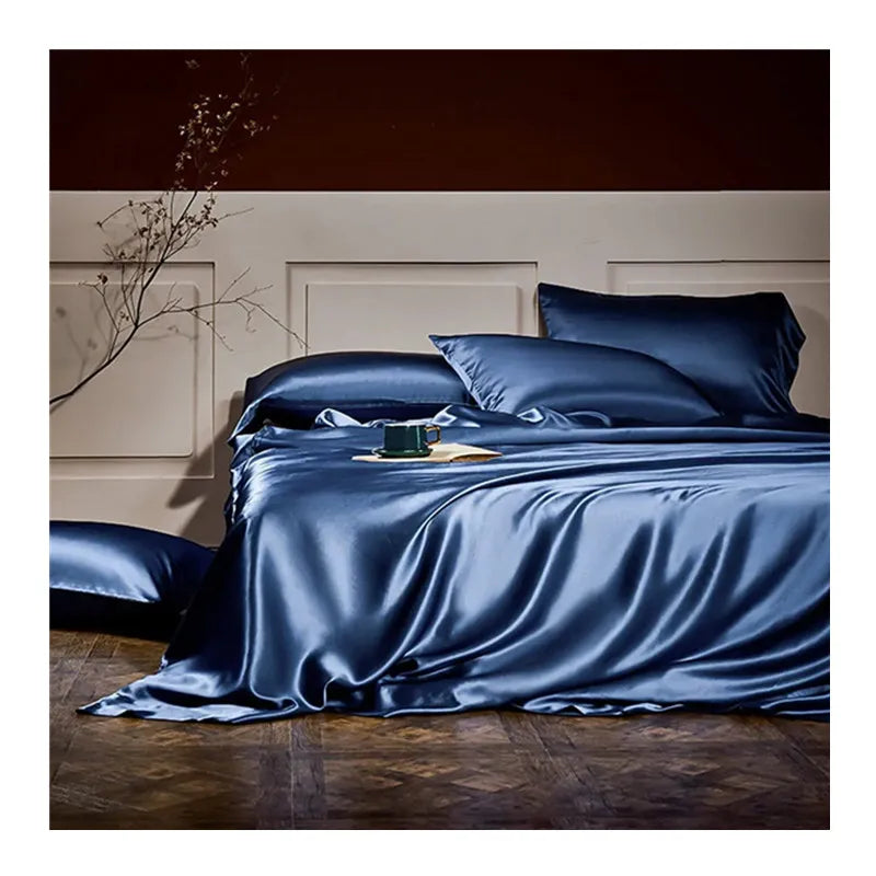 25 Momme 100% Mulberry Silk Eco-Friendly Bed Sheet Customized Design Anti-Bacteria Anti-Dust Mite Simple Solid Style for Home
