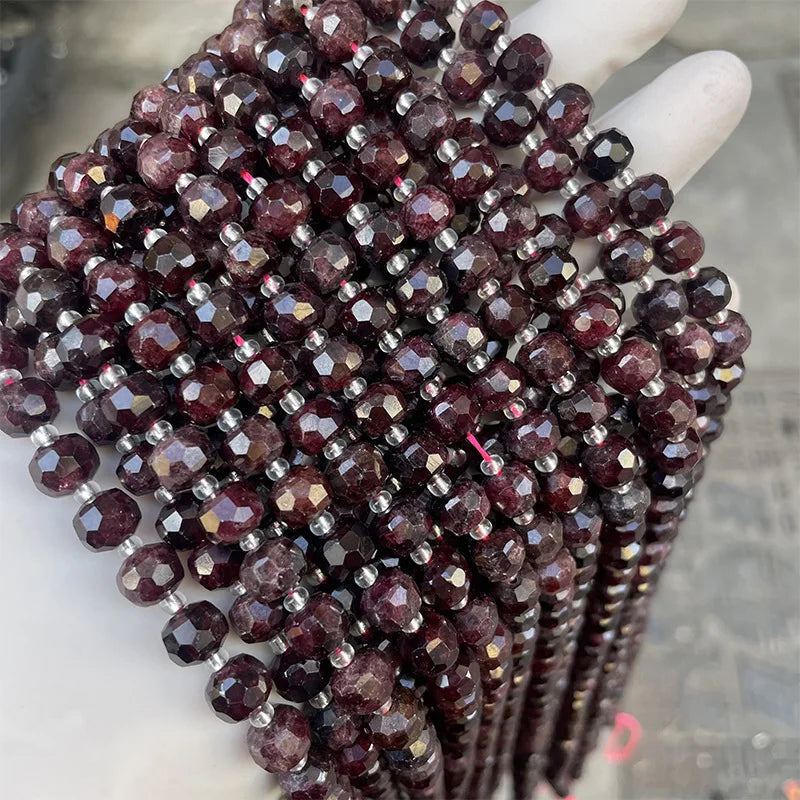 Faceted Garnet Natural Loose Beads Stone Strand Gemstone Beaded Strand for  Bracelets Gem Stone Beads for Jewelry Making