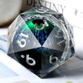 55mm LED Sharp Edge Polyhedral D&D D20 Dice Dragon Eye Green Single D20 Dice Light up Handmade Liquid Core Dice D20 for RPG Game