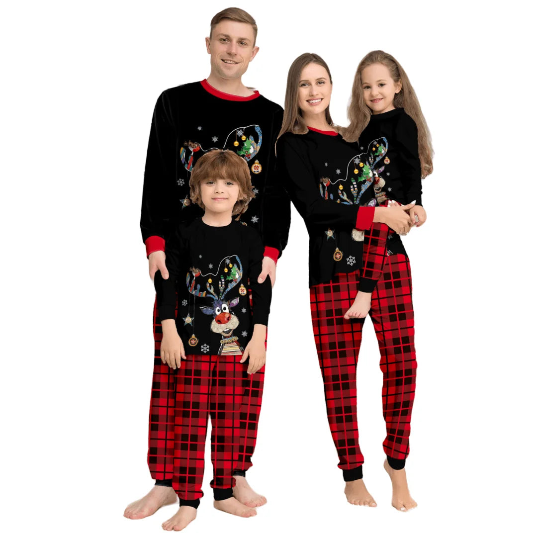 Casual Full Sleeve Hoodies Jumpsuit Matching Christmas Pajamas for Family Wholesale Plus Size Digital Printing Cartoon Terry T/T