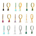 S925 Silver Needle Brass Geometric Droplets Diamond-Celestial Earrings for Women Crystal Hoop for Weddings Parties and Gifts