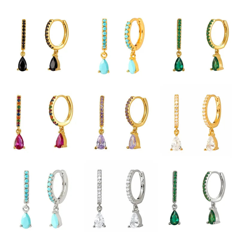 S925 Silver Needle Brass Geometric Droplets Diamond-Celestial Earrings for Women Crystal Hoop for Weddings Parties and Gifts