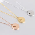 European and American Custom Engraved Name Trendy 18K Gold Plated Color Stainless Steel Round Pendant Necklace