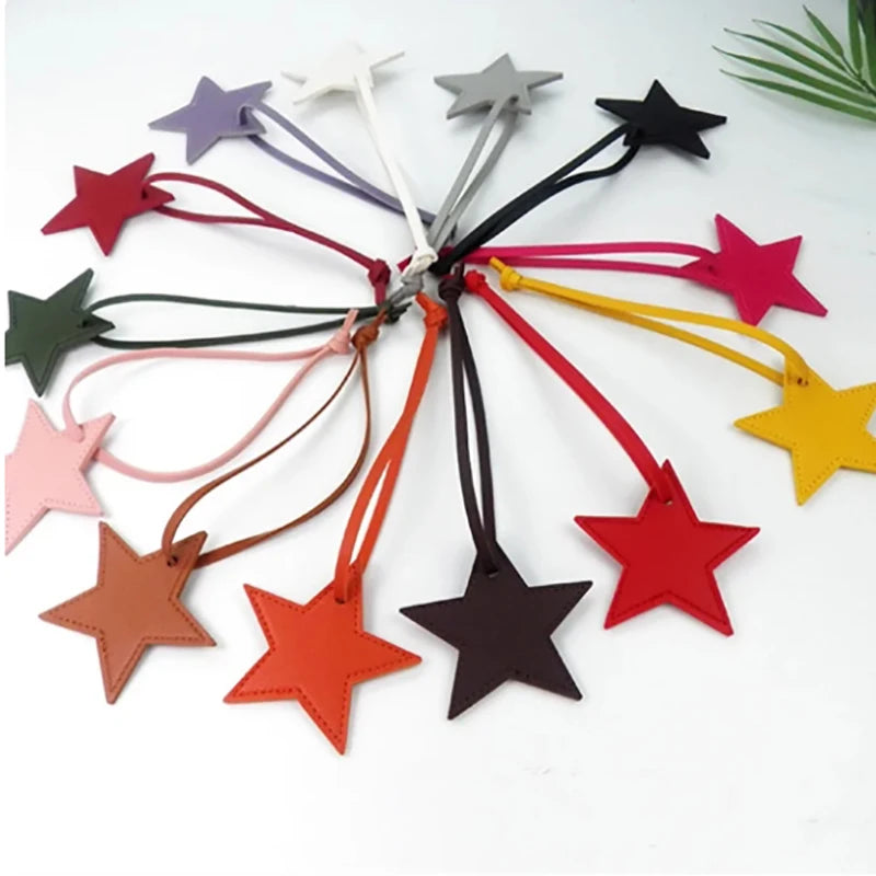 Fashion Star Shape Leather Pendant Solid Color Keychain Bag Pendant for Women Bags Decorations Accessories Leather Bag Charms