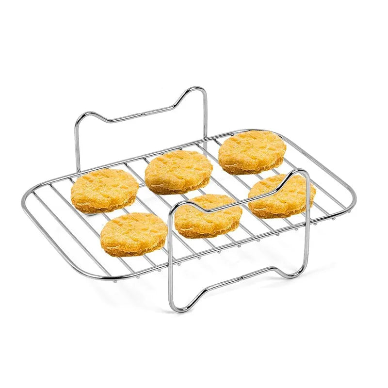 2 Pack Stainless Steel Air Fryer Racks for 8-QT Large Dual Zone Metal BBQ Accessories