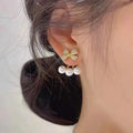 AA00329 Korean Sweet Butterfly Knot Drop Earrings Bling Imitate Pearl Bow Knot Earring