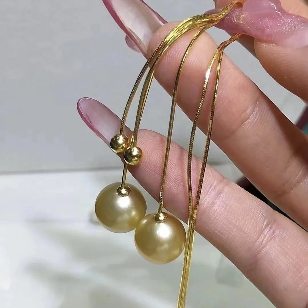 E2012 9-10mm DIY Natural Freshwater Pearl Charm Earrings Mounting Accessory 925 Sterling Silver Gold Plated  Jewelry for Women