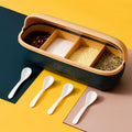2026 Multifunctional Household Seasoning Box With Spoon Kitchen Four-compartment Pot of Sugar and Msg Seasoning Chopsticks Box