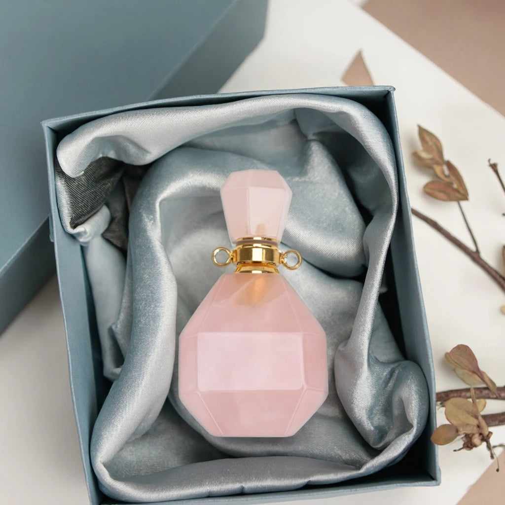 Wholesale Polished Natural Rose Quartz Crystal Perfume Diffuser Bottle Unique Aromatherapy Gift for Women Girls Healing Gemstone