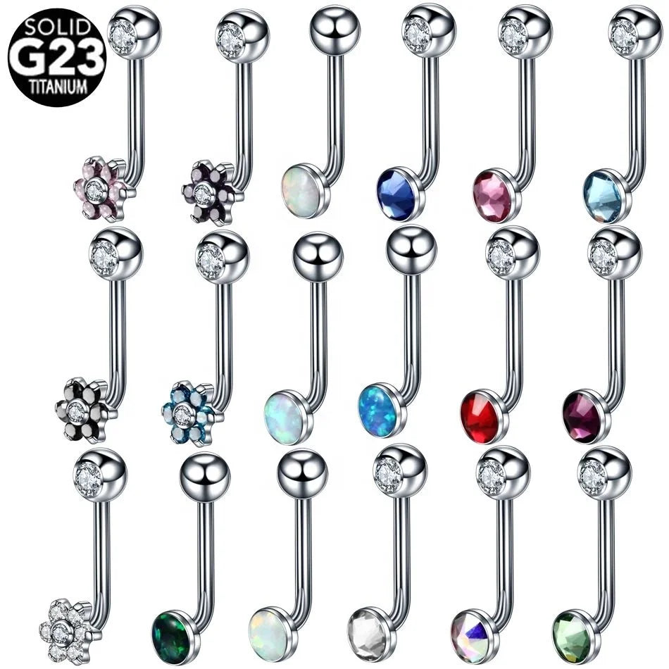 Lotus ASTM F136 Titanium Christina Piercing Vertical Hood VCH Genital Piercing Jewelry Internally Threaded CZ Belly Button Rings