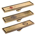 Chinese Style Bathroom Drain Square Antique Brass Floor Drain Long Shower Drain