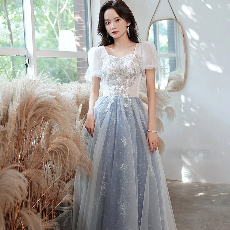 Women Party Gown Lace Temperament Elegant Formal Maxi Evening Prom Dresses
