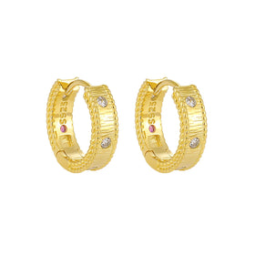Statement 925 Sterling Silver 18K Gold Plated Minimalism Zircon Hoop Earrings for Women Fashion Jewelry