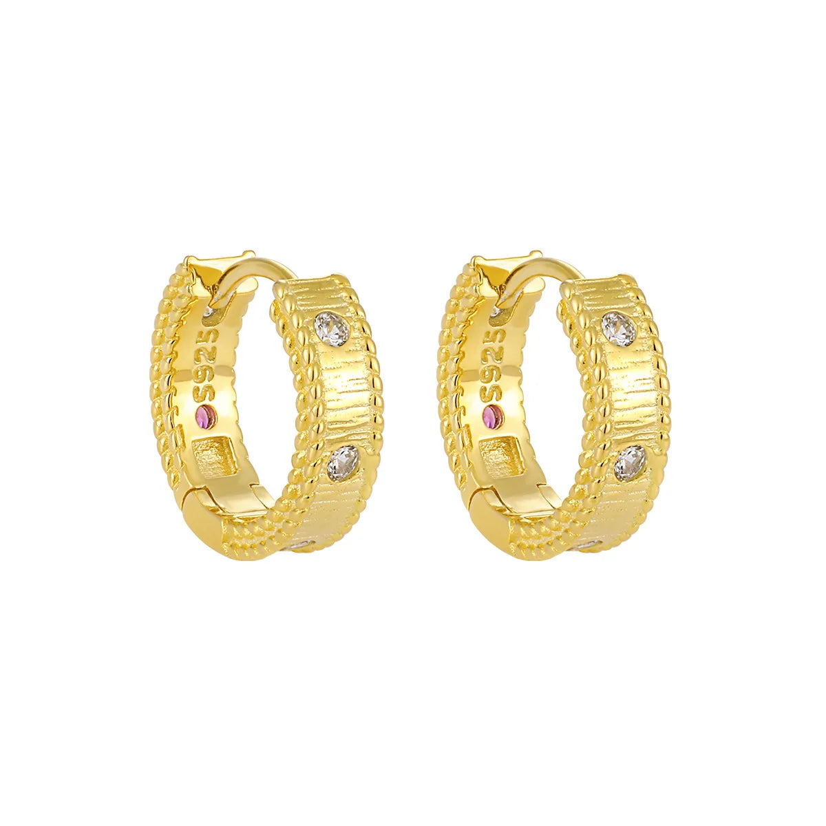 Statement 925 Sterling Silver 18K Gold Plated Minimalism Zircon Hoop Earrings for Women Fashion Jewelry