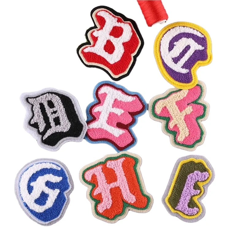 Hot Sale Ready to Ship Iron on Patches Garment Accessories Chenille Embroidery Letter Patches