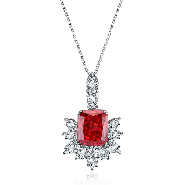 2026 Multicolor Pendants Necklaces Synthetic Ruby 925 Sterling Silver Chain Necklace Jewelry for Gift Custom Necklace