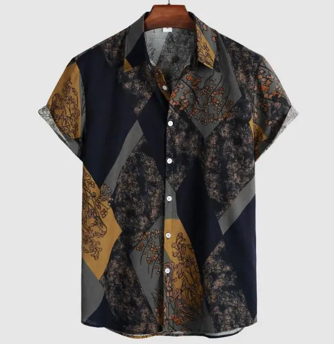 Full 3d Digital Printing Seaside Quick Dry Vacation Beach Shirts Cotton Linen Men's Casual Hawaian Resort Shirts
