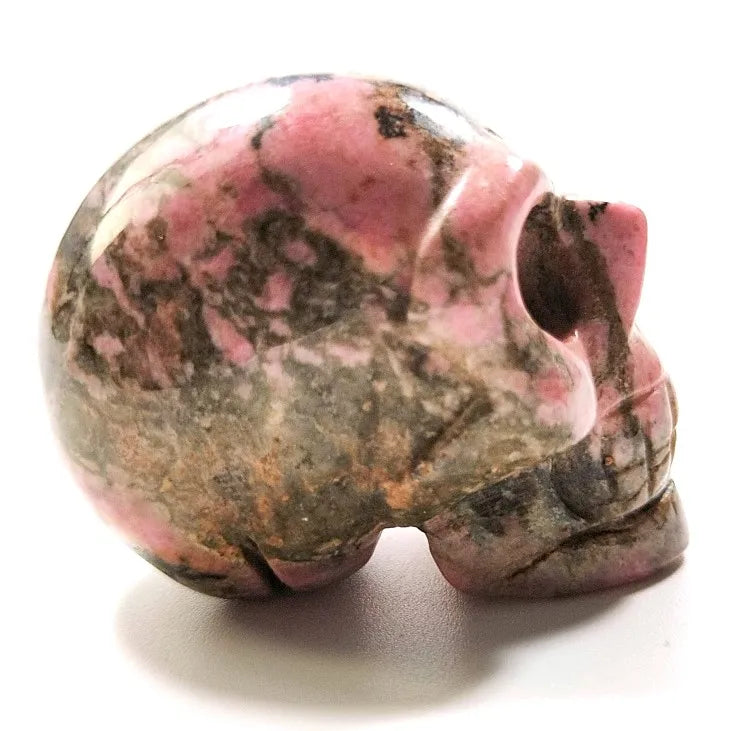 HY Cheap Price Natural Stone Hand Carved 2 Inch Rhodonite jasper Stone Skulls for Decoration Crafts