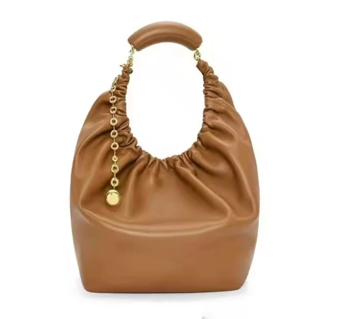 Squeeze Tote Crossbody Shoulder Bag Garbage Bag 2023 New Pleated Soft Cowhide Chain Underarm Bag