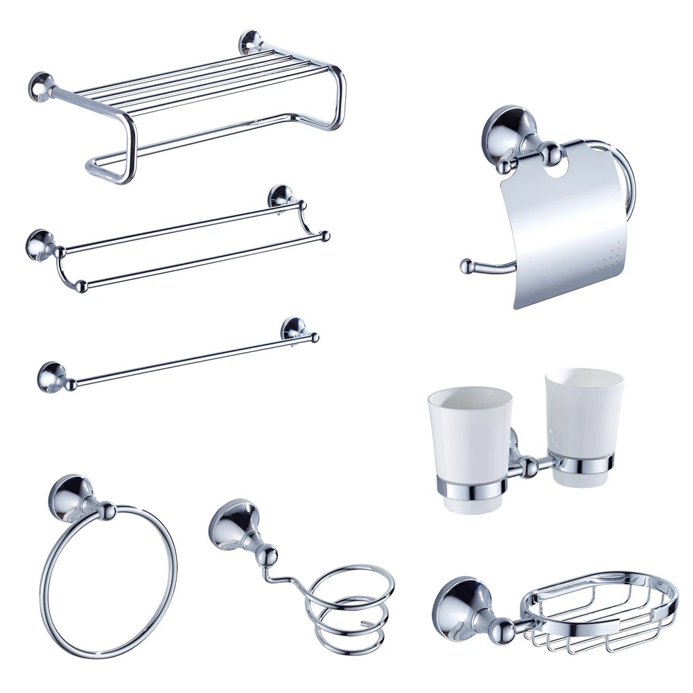 Modern Chrome Finished Stainless Steel Bathroom Accessories Towel Rack Set Bathroom Kit