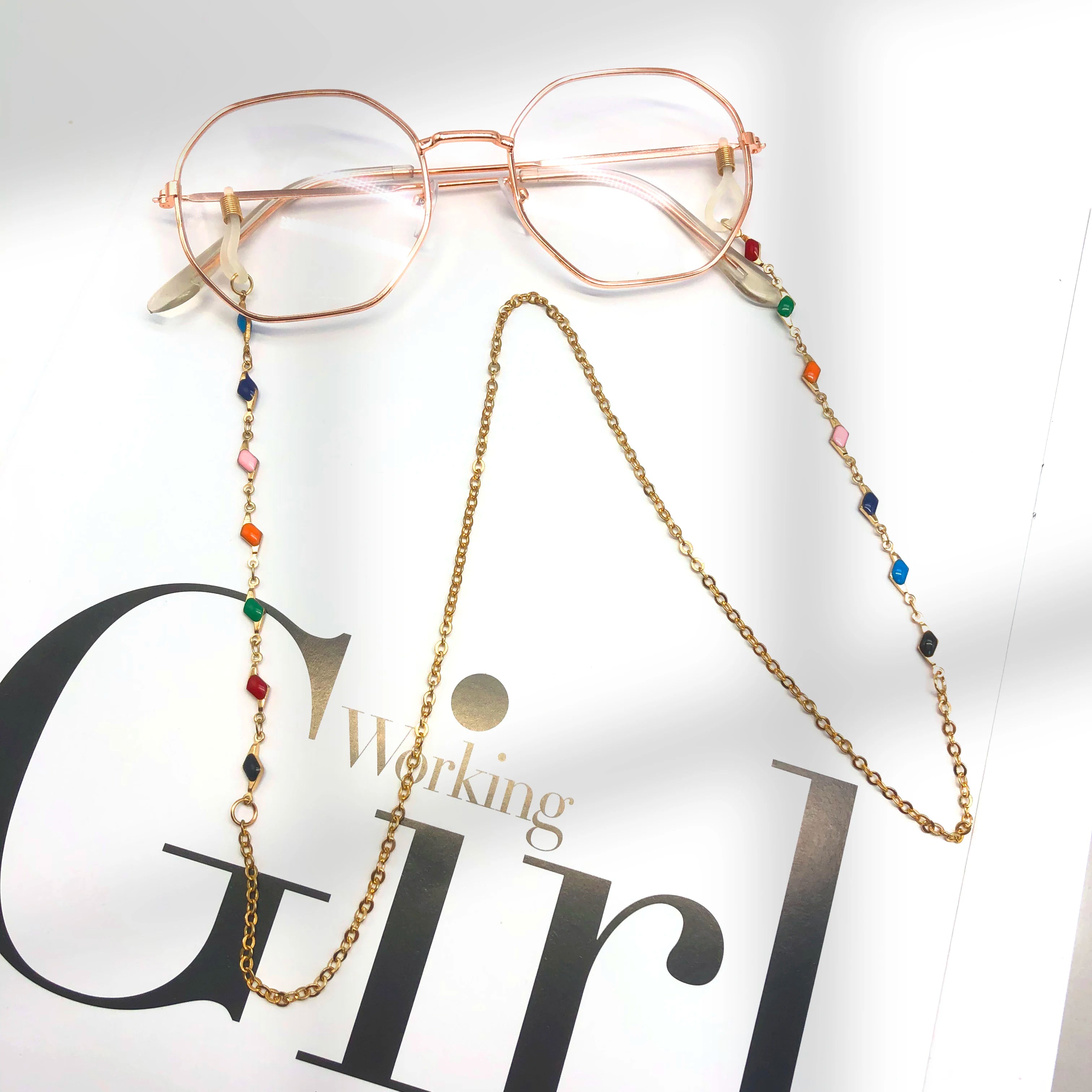 Colored Gemstone Color Matching Glasses Chain Creative Versatile Mask Chain Bracelet Multi-purpose