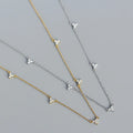 Elegant 18K Gold Plated Flower Necklace 925 Sterling Sliver Three Zircon Choker Necklaces for Women Girls