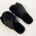 Women's Winter Autumn Faux Fur Indoor House Slippers Popular Wholesale Price Comfortable Cross Strap with Fleece Lining