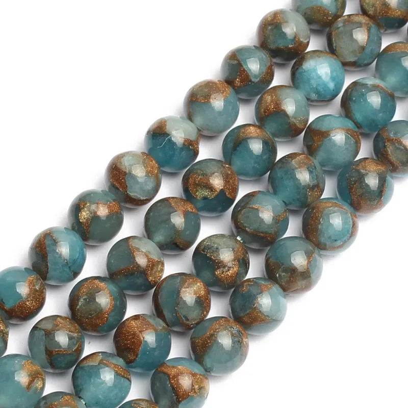Wholesale Lake Blue Cloisonne Jasper Stone Beads 4/6/8/10/12mm Round Loose for Jewelry Making MegaBDM