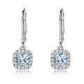 High Quality Pure Clip Earrings Sterling Silver Aquamarine Blue Topaz Gemstone Earrings for Women