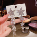925 Silver Needle Earring Diamond Luxury Wedding Star Tassel Earrings Exaggerated Pearl Star Long Tassel Earrings Jewelry