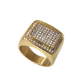 Wholesale New Punk Hip Hop Rings Trend Titanium 18K Gold Plated Full Diamond Stainless Steel Men's Ring Custom MRD015