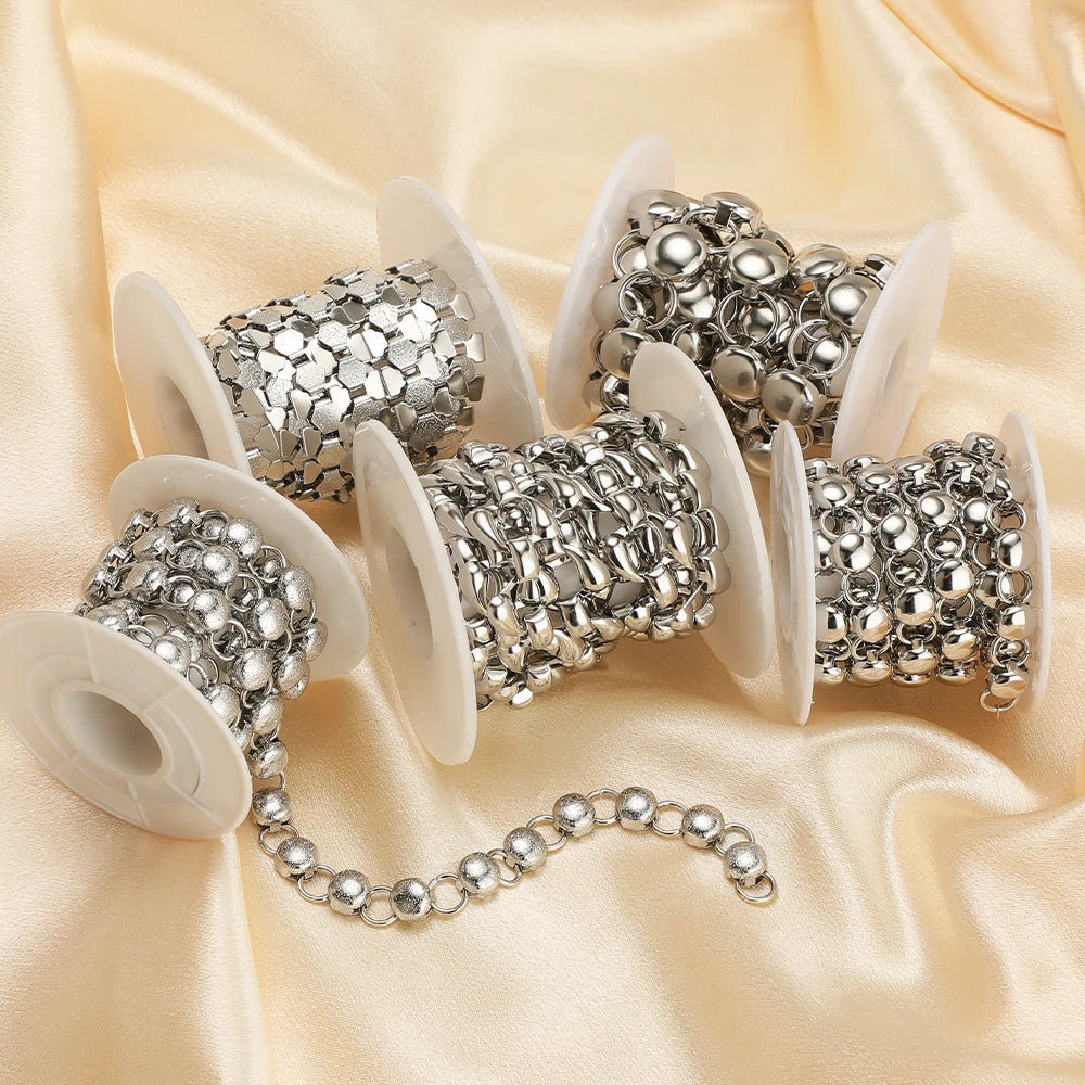 Wholesale Stainless Steel Big Thick Round Flower Chain Heavy Chains Necklace Bracelet Components Bulk for DIY Jewelry Making