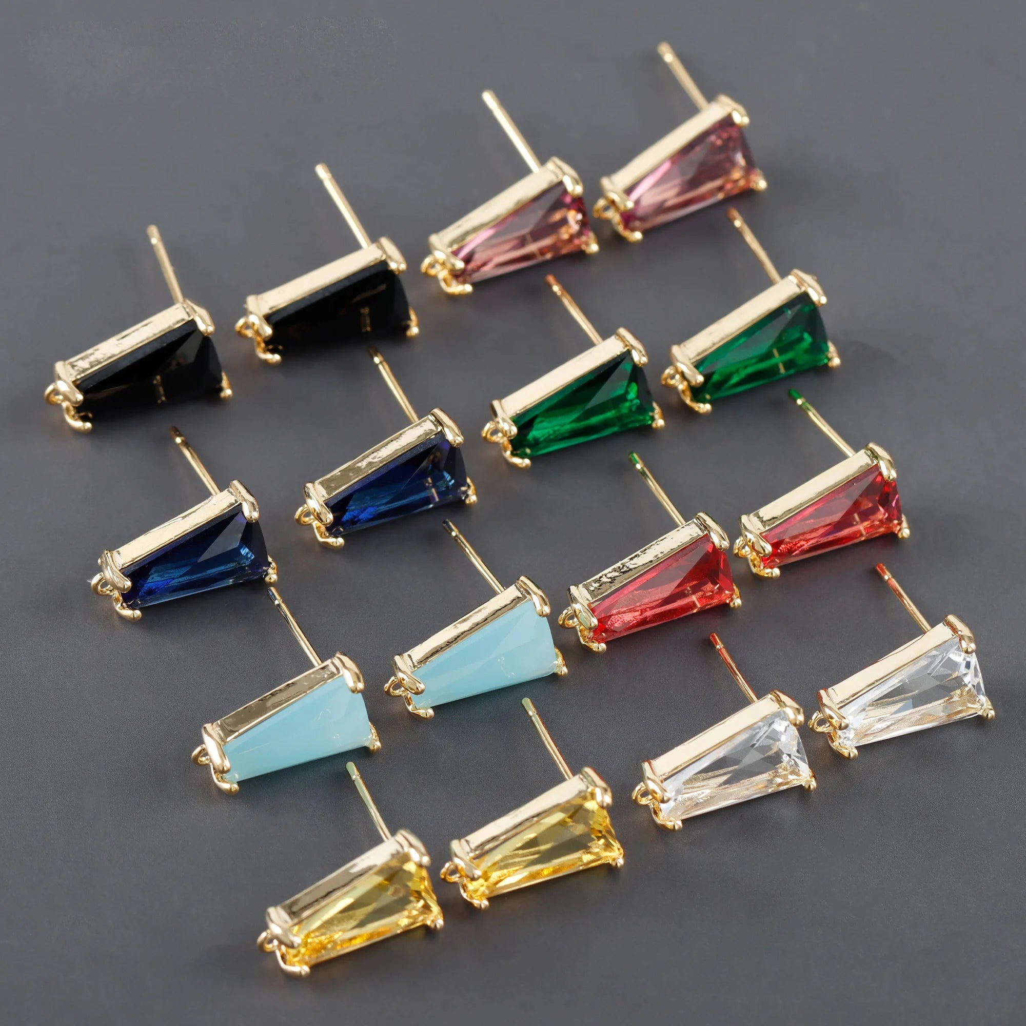 M1125 10pcs/Lot 18K Gold Plated Copper with Zircon Nickel Free DIY Earrings Jewelry Accessories REACH Pass for Making Findings