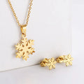 BINSHUO Wholesale Custom Stainless Steel Jewelry Set Gold Plating Snowflake Charm Earrings Stud Pendant Necklace Set Women Gift