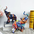 Nordic Painting Graffiti Elephant Sculpture Figurine Art Elephant Statue Creative Resin Crafts Home Decoration