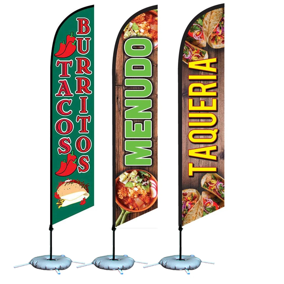 Feather Flags 3.4m Custom Oriflamme Beach Flag Print Advertising Outdoor Banner Beach Chicken Food Feather Flag Banner with Base
