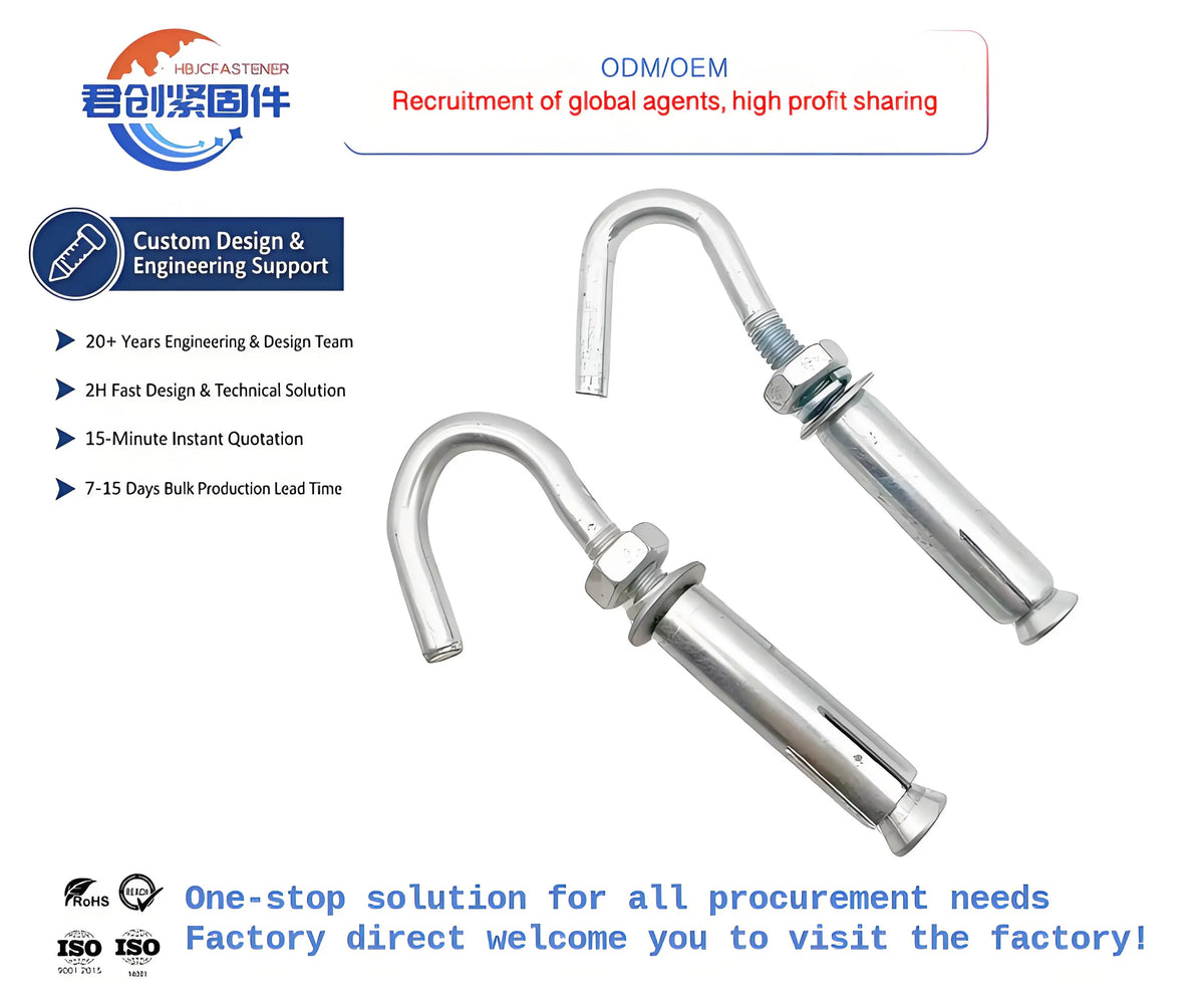 Steel Sleeve Anchor with Eye or Hook Bolt Inch System Measurement J Bolt Hook Anchor Bolt Wedge Anchor