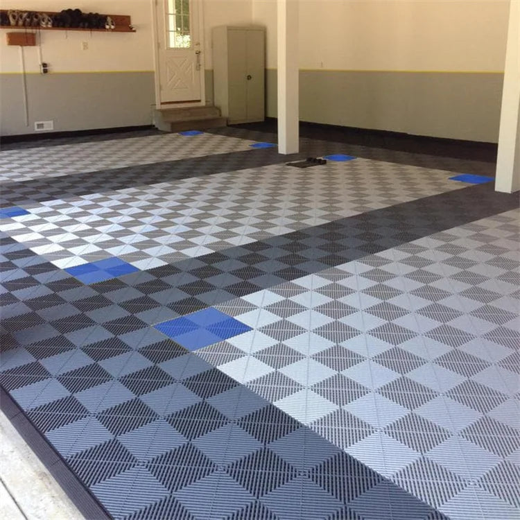 Heavy Duty Interlocking Garage Floor Tiles - PP Plastic Modular Mat for Car Wash Room & Workshop