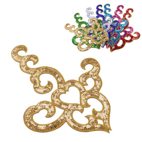 Costume Dress Decorative Iron-on Sequined Applique Flower Motif Embroidery Sticker Fashion Bridal Geometric Beaded Hollow Patch