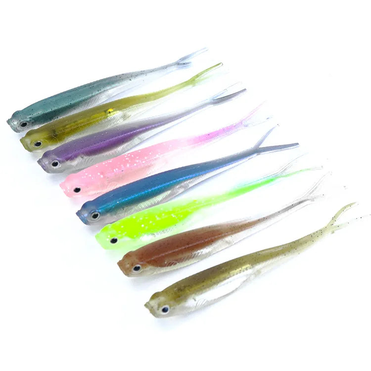 Selco Mykt Agn Zacht Aas Seabass Shad Lure Twin Forked V Tail Soft Vibe Lure Plastic Bass Fishing Lures Soft