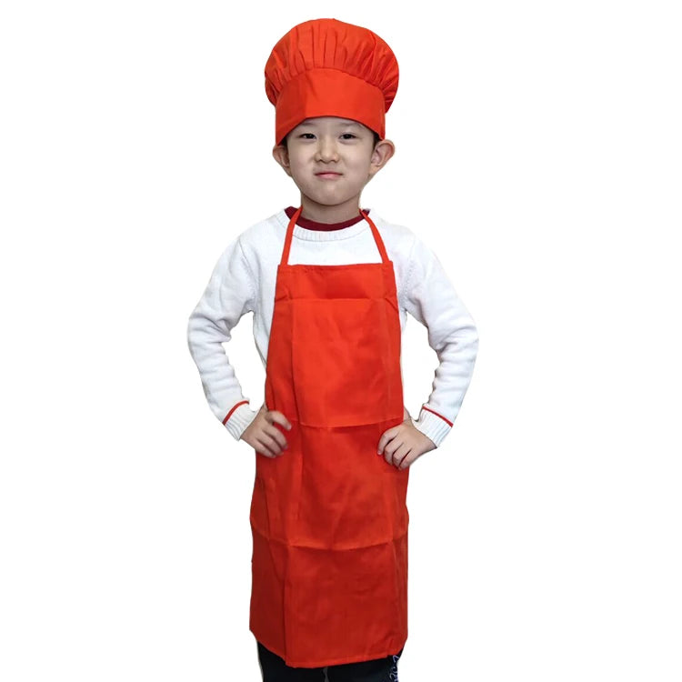 New Kids Fashion Kitchen Cute Apron Kids Apron and Chef Hat Sets