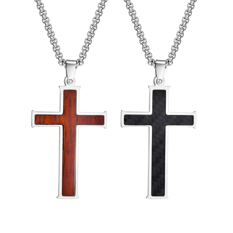 Fahion Minimalist Jewelry Necklaces Stainless Steel Enamel Cross Pendant Necklaces Men
